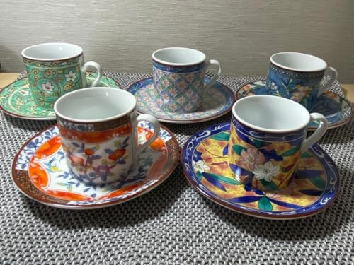 0419-103 幸楽窯　有田焼　カップ＆ソーサー　5客セット　スタッフルームにて保管品 幸楽窯 錦白ベルサイユデミタス